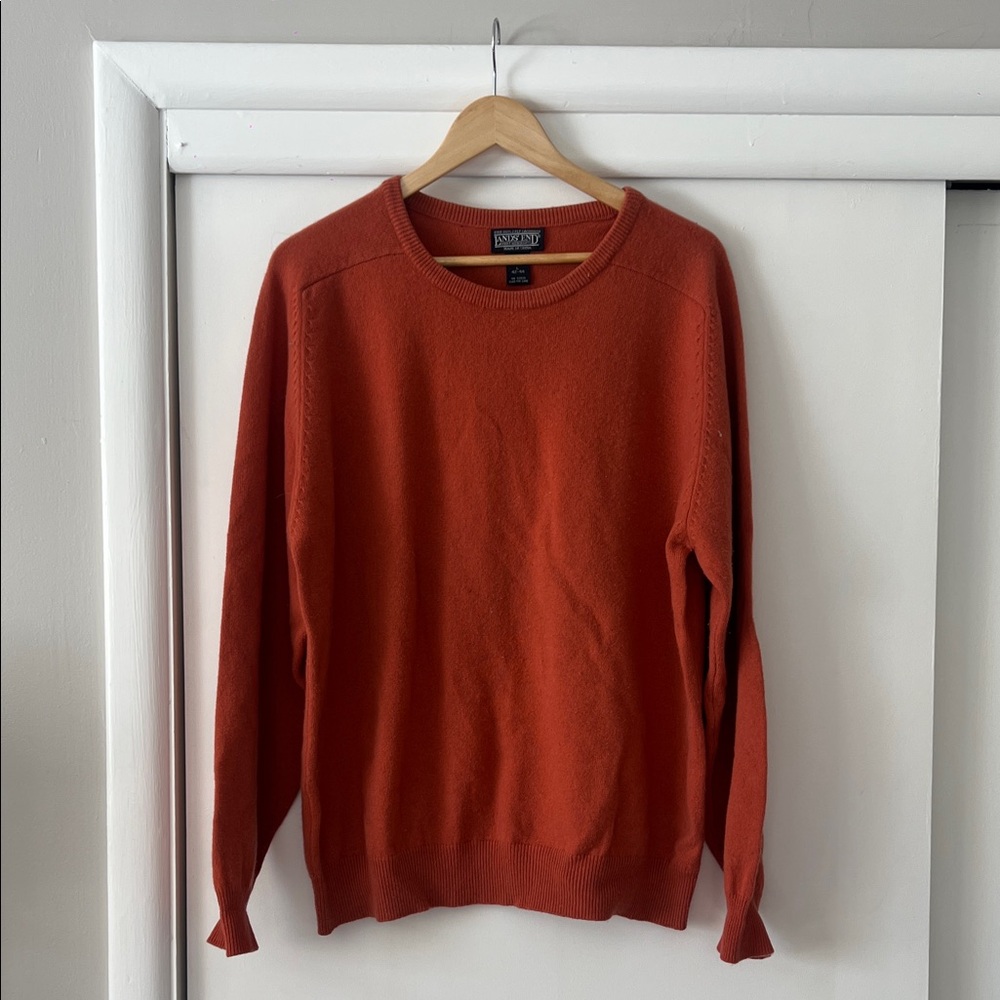 Lands' End Men's Orange Crewneck Sweater